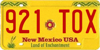 NM license plate 921TOX