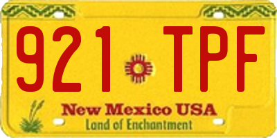 NM license plate 921TPF