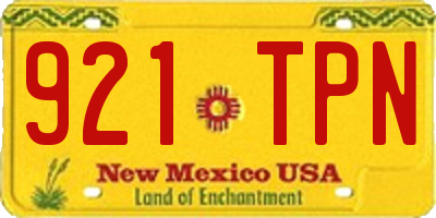 NM license plate 921TPN