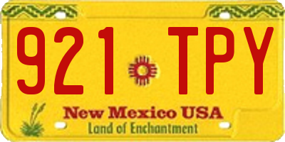 NM license plate 921TPY