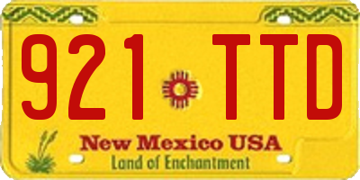 NM license plate 921TTD