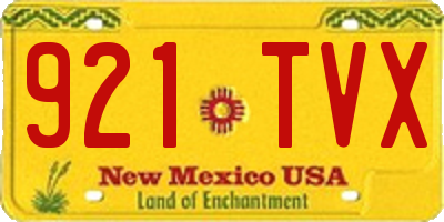 NM license plate 921TVX
