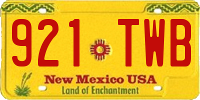 NM license plate 921TWB