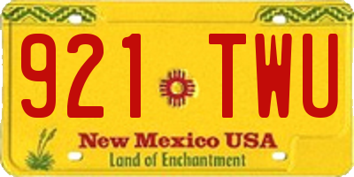 NM license plate 921TWU
