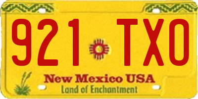 NM license plate 921TXO