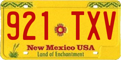 NM license plate 921TXV