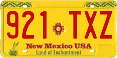 NM license plate 921TXZ