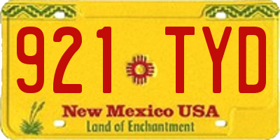 NM license plate 921TYD