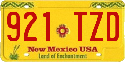 NM license plate 921TZD