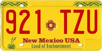 NM license plate 921TZU