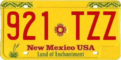 NM license plate 921TZZ