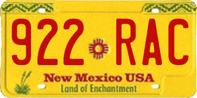 NM license plate 922RAC