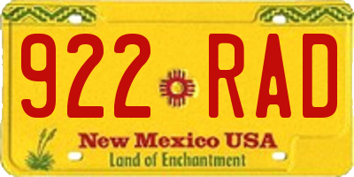 NM license plate 922RAD