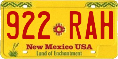 NM license plate 922RAH