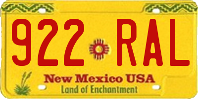 NM license plate 922RAL