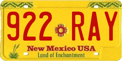 NM license plate 922RAY