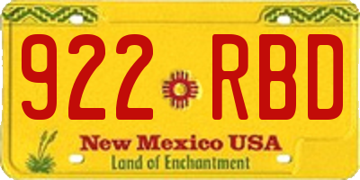 NM license plate 922RBD