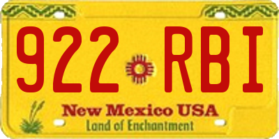 NM license plate 922RBI