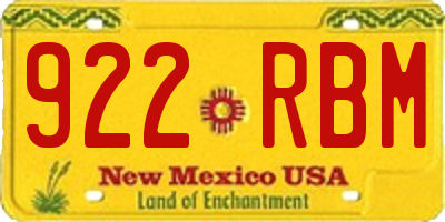 NM license plate 922RBM