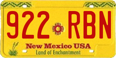 NM license plate 922RBN