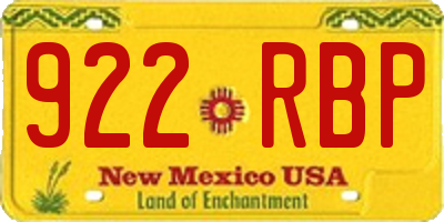 NM license plate 922RBP