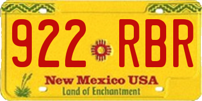 NM license plate 922RBR
