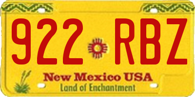 NM license plate 922RBZ