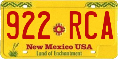 NM license plate 922RCA