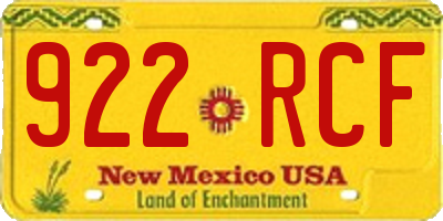 NM license plate 922RCF