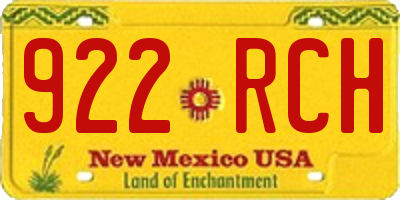 NM license plate 922RCH