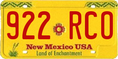 NM license plate 922RCO