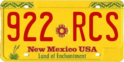 NM license plate 922RCS