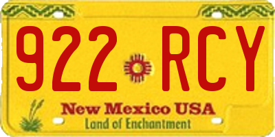 NM license plate 922RCY