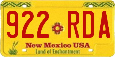 NM license plate 922RDA