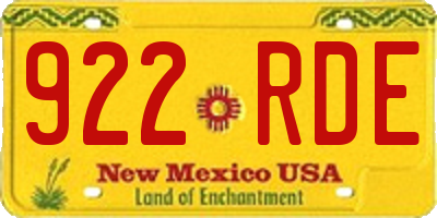 NM license plate 922RDE