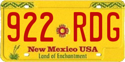 NM license plate 922RDG