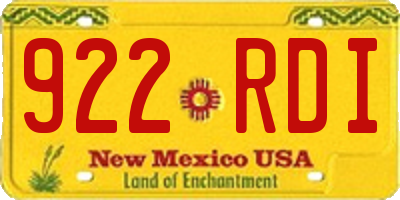 NM license plate 922RDI