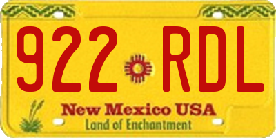 NM license plate 922RDL