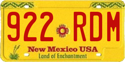 NM license plate 922RDM
