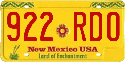 NM license plate 922RDO