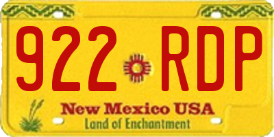 NM license plate 922RDP