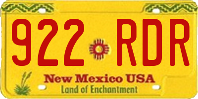 NM license plate 922RDR