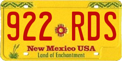 NM license plate 922RDS