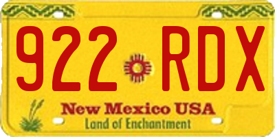 NM license plate 922RDX