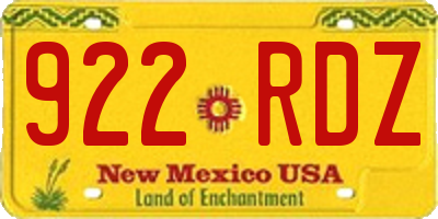 NM license plate 922RDZ