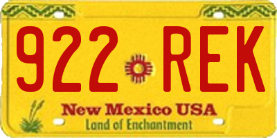 NM license plate 922REK