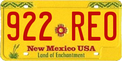 NM license plate 922REO