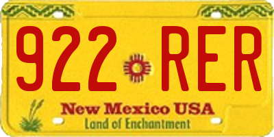 NM license plate 922RER