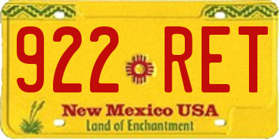 NM license plate 922RET