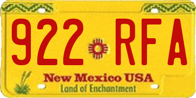 NM license plate 922RFA